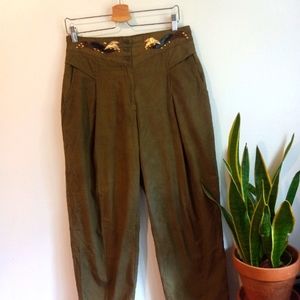 Vintage Saint Germain high waisted olive green 80s tappered pants Size 14